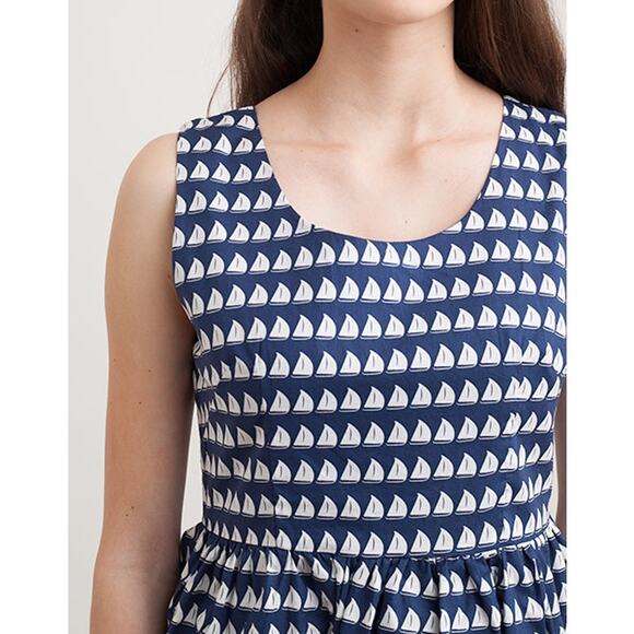 Kling Battelli Navy Blue A-Line Dress - Sailboat Print Medium - Picture 2 of 11